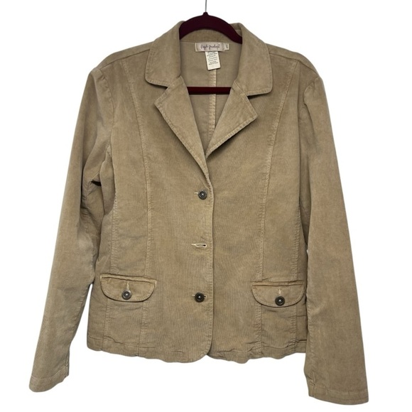 fresh produce Jackets & Blazers - Fresh Produce Tan Corduroy Casual Career Business Blazer Jacket Women’s Large